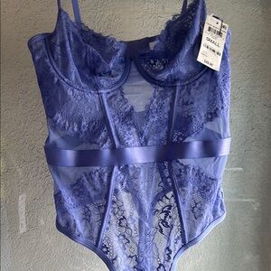 Blue Lace Chemise with Adjustable Straps